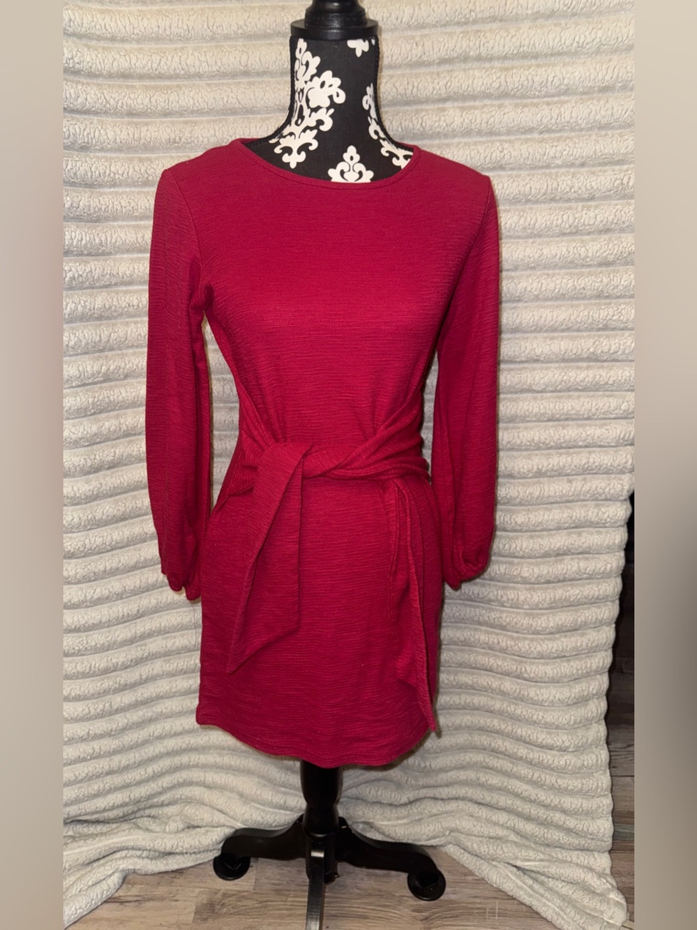 R. Vivimos Red Tie Waist Mini Dress Size Small